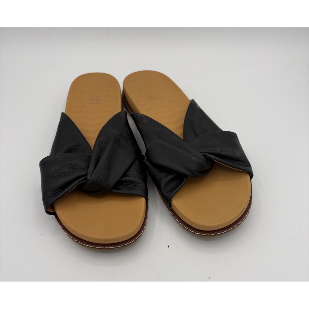 Sperry Gold Cup Plushwave Twist Black Leather Slide Sandals STS87351 Womens 9